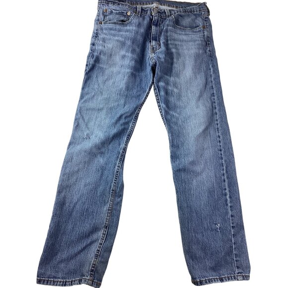 Levis 505 Mens Regular Fit Straight Leg Jeans*34x30*Medium Wash*Blue Denim*VGC - Picture 2 of 8